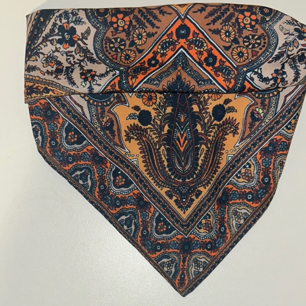 Boutique Paisley Bandana Scarf in Orange and Navy